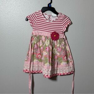 Toddler girl Vintage Orange Floral counting daisies dress 4T